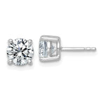14k White Gold 2 1/2 carat Lab Grown Diamond VS+ F+ Round Complete Four Prong Lightweight Stud Earrings