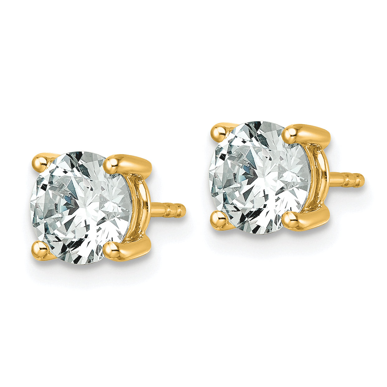 14k 2 1/2 carat Lab Grown Diamond VS+ F+ Round Complete Four Prong Lightweight Stud Earrings