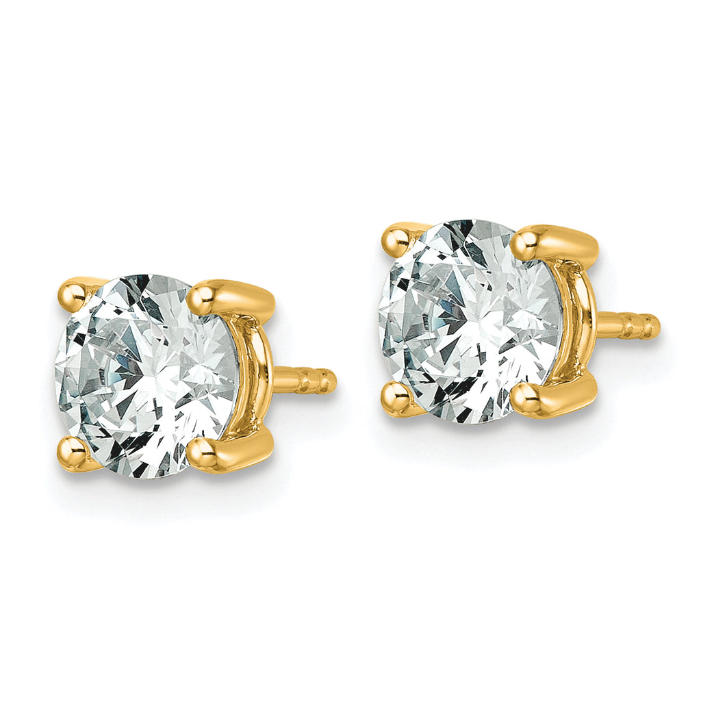 14k 2 1/2 carat Lab Grown Diamond VS+ F+ Round Complete Four Prong Lightweight Stud Earrings