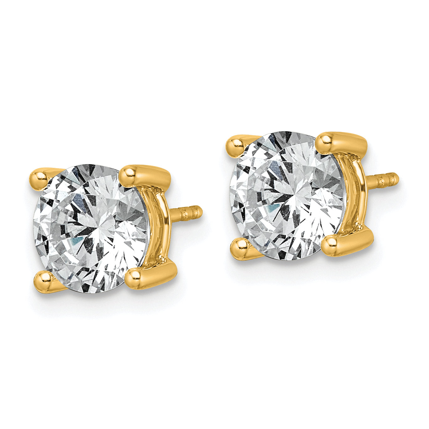 14K Yellow Gold 3 ct Lab-Created Diamond VS+ F+, 4-Prong Stud Earrings