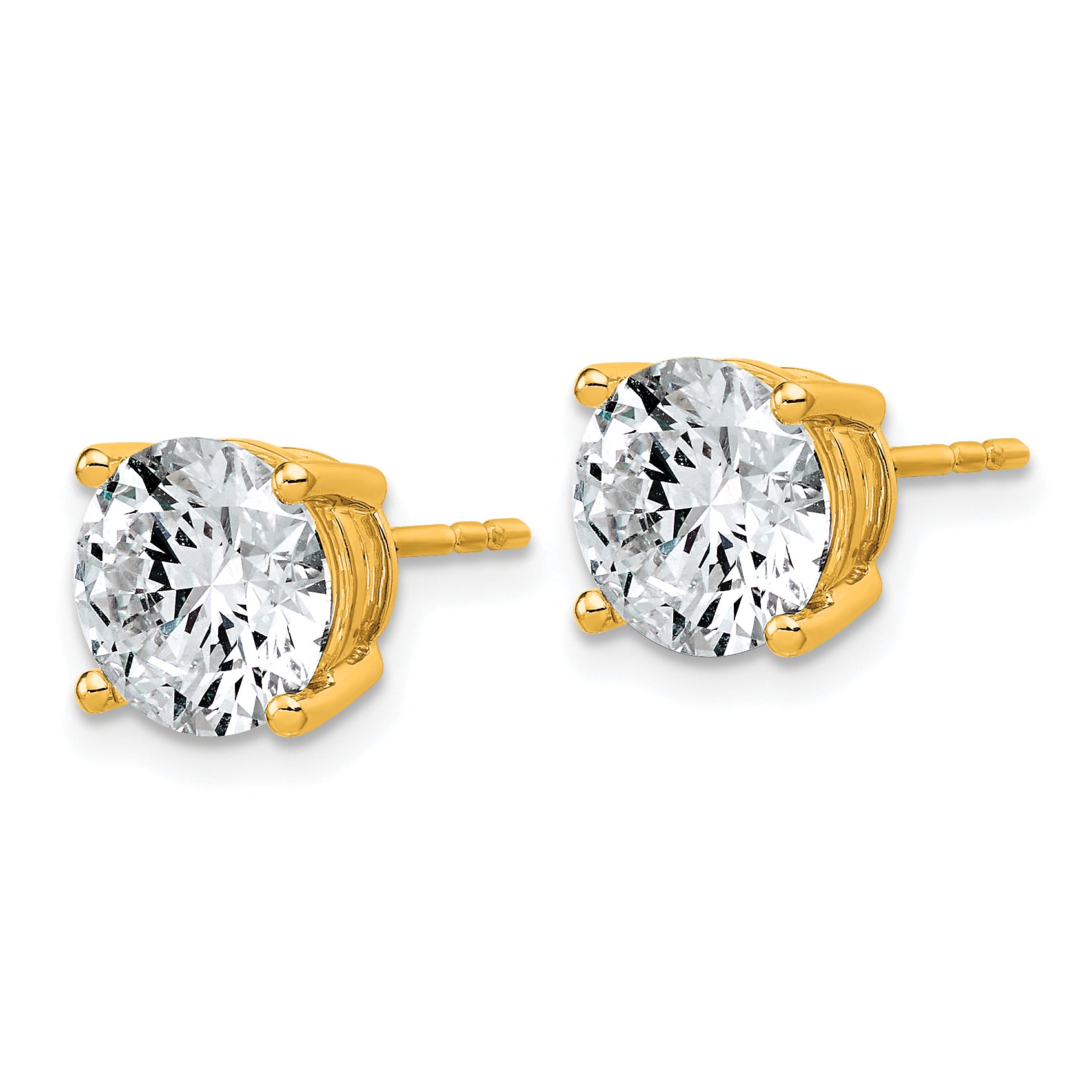 10K Yellow Gold 4 ct Lab-Created Diamond VS+ F+, 4-Prong Stud Earrings