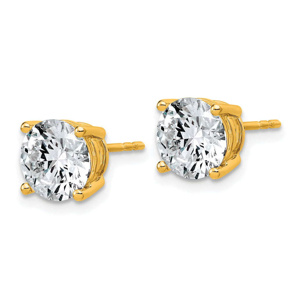 14K Yellow Gold 4 ct Lab-Created Diamond VS/SI+ G+, 4-Prong Stud Earrings