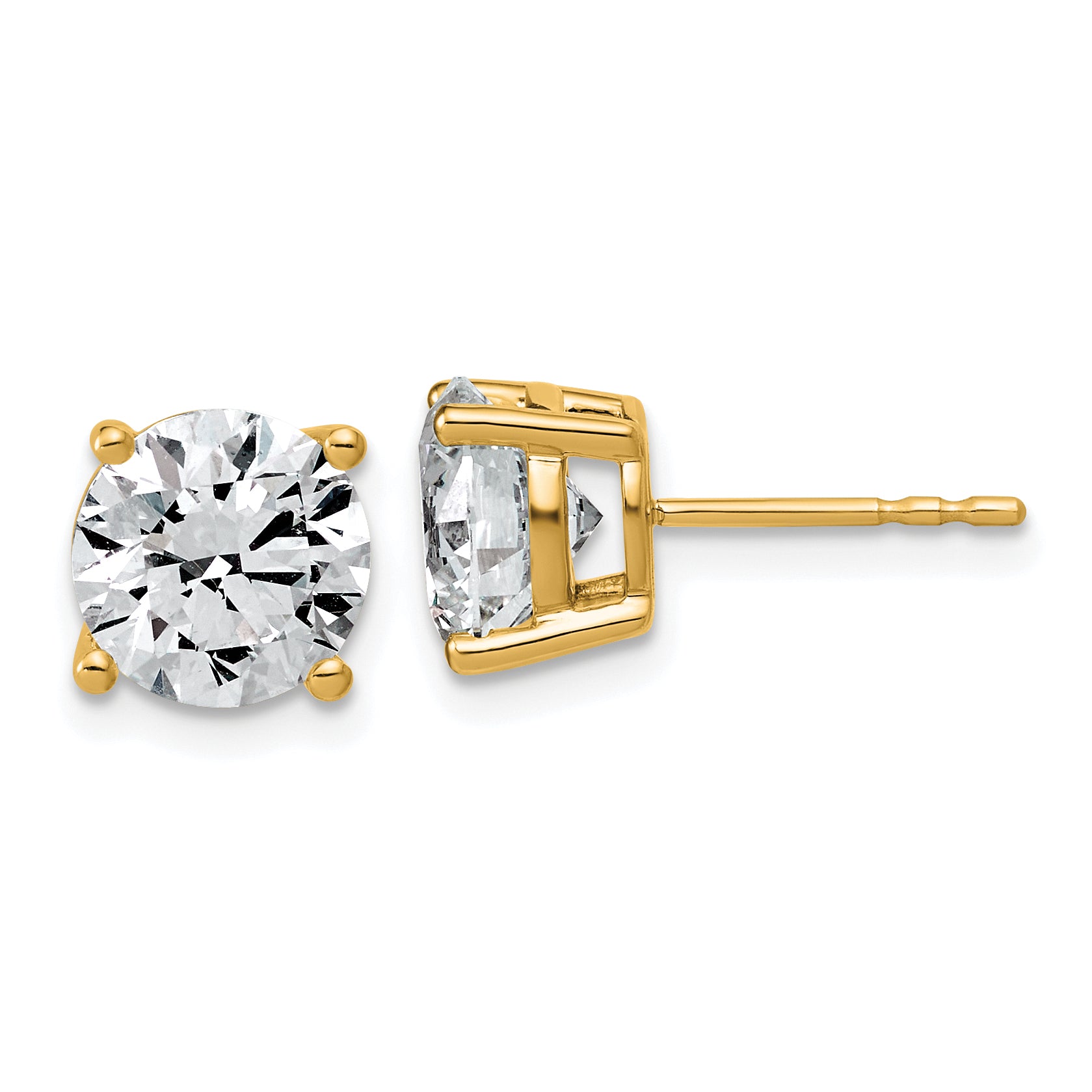 14K Yellow Gold 4 ct Lab-Created Diamond VS+ F+, 4-Prong Stud Earrings Main image