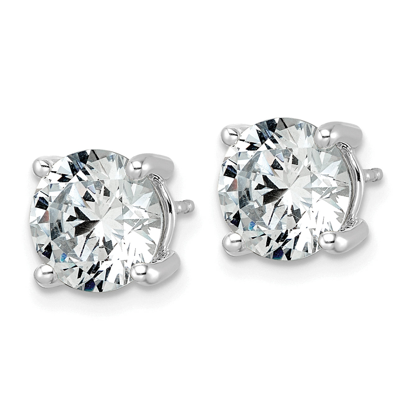 10K White Gold 5 ct Lab-Created Diamond VS+ F+, 4-Prong Stud Earrings