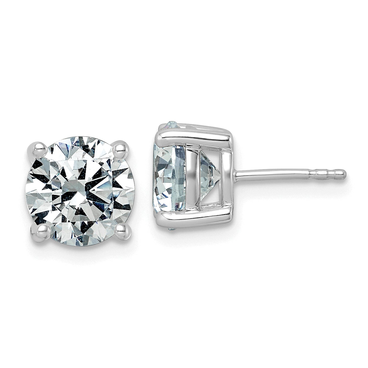 14K White Gold 5 ct Lab-Created Diamond VS+ F+, 4-Prong Stud Earrings