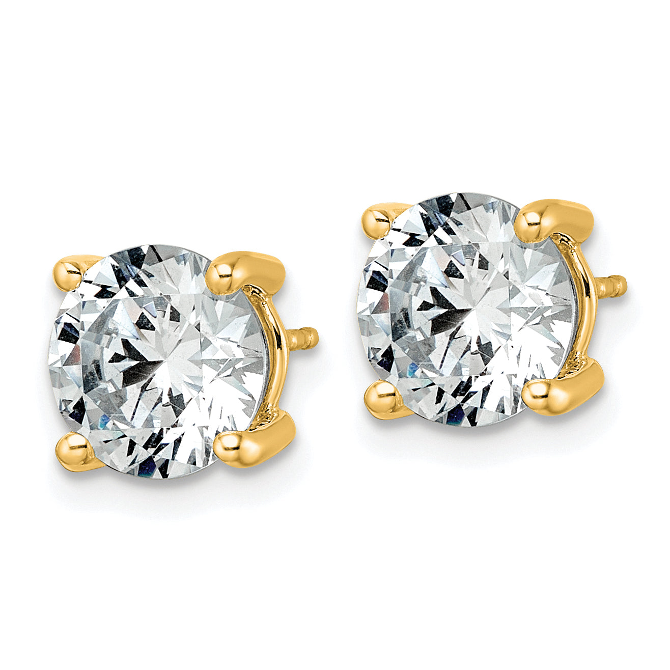 14K Yellow Gold 5 ct Lab-Created Diamond VS/SI+ G+, 4-Prong Stud Earrings