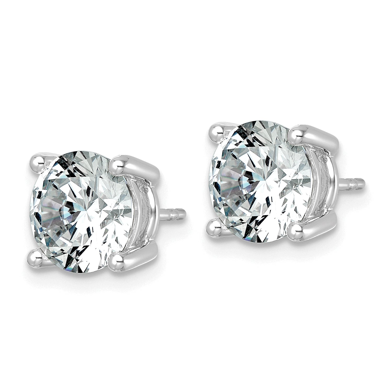 10K White Gold 6 ct Lab-Created Diamond VS+ F+, 4-Prong Stud Earrings