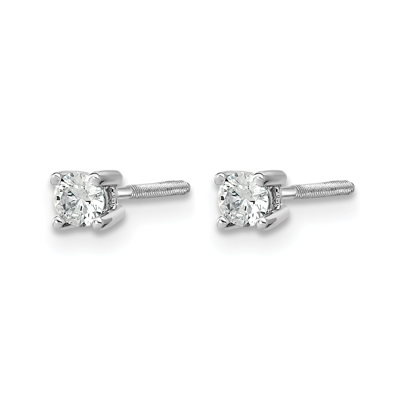 14K White Gold 1/5 ct Certified Lab-Created Diamond VS+ F+, 4-Prong Screw-Back Stud Earrings Secondary image