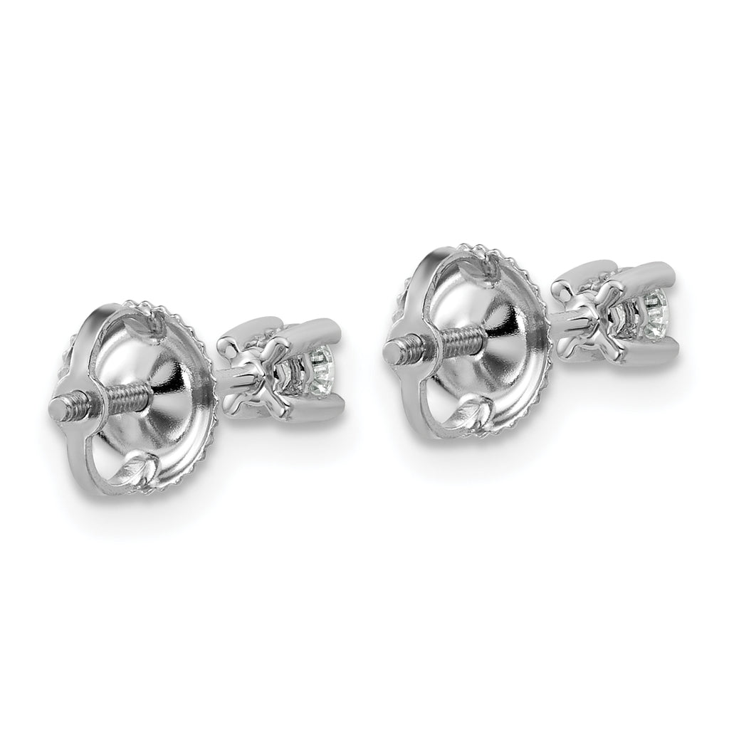 14K White Gold 1/5 ct Lab-Created Diamond VS+ F+, 4-Prong Screw-Back Stud Earrings