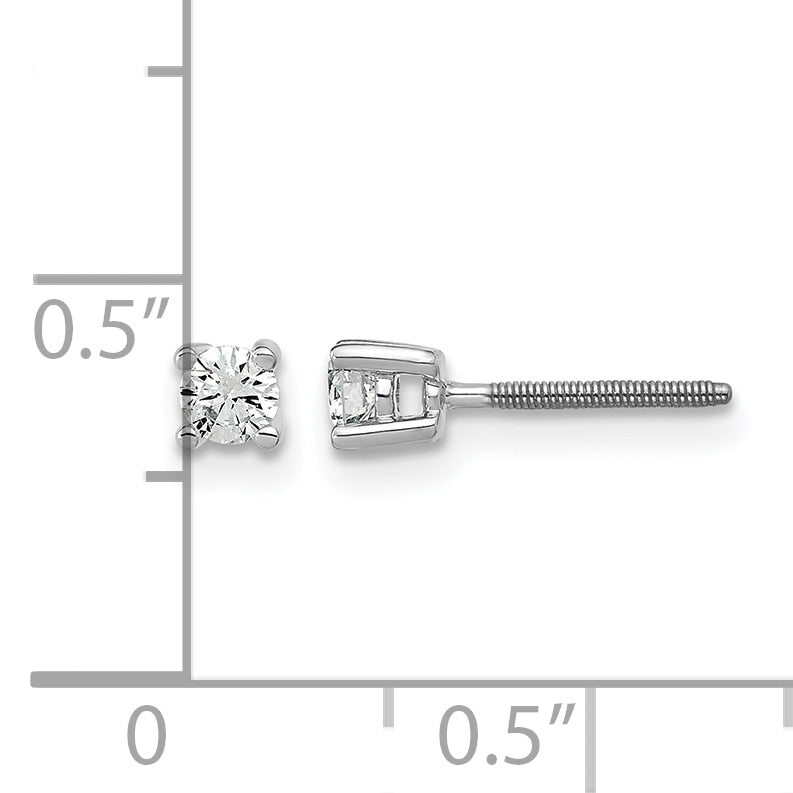 14K White Gold 1/5 ct Certified Lab-Created Diamond VS/SI+ G+, 4-Prong Screw-Back Stud Earrings