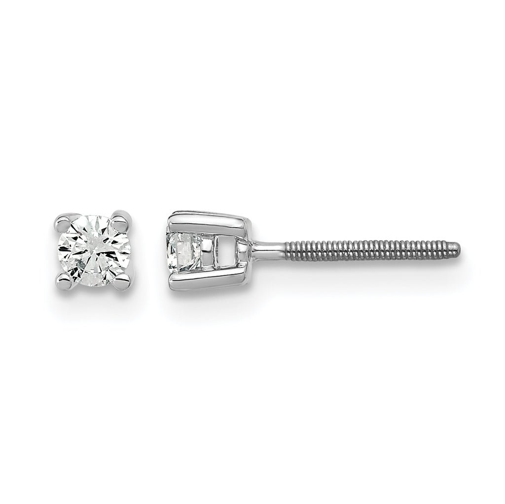 14K White Gold 1/5 ct Lab-Created Diamond VS/SI+ G+, 4-Prong Screw-Back Stud Earrings