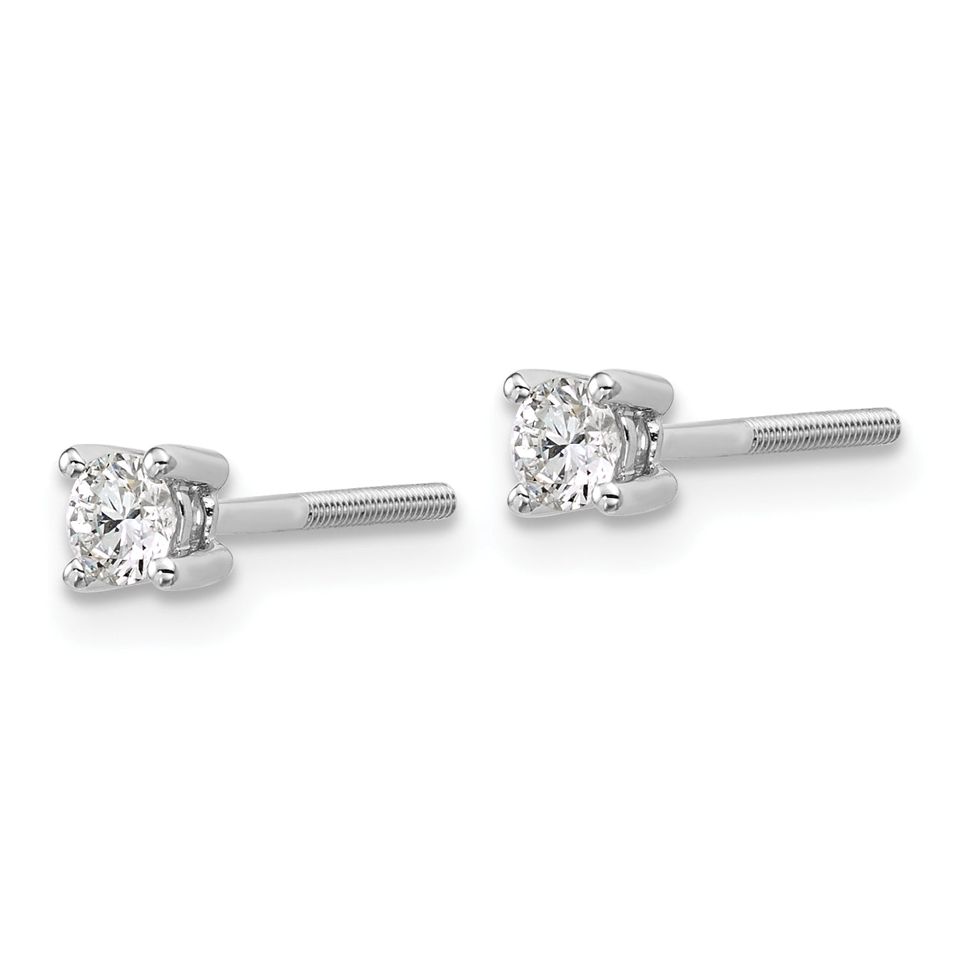 18K White Gold 1/4 ct Lab-Created Diamond VS+ F+, 4-Prong Screw-Back Stud Earrings Secondary image