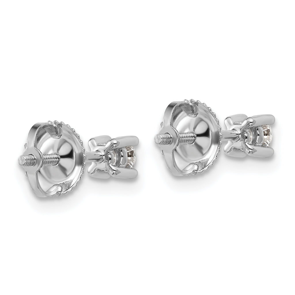 18K White Gold 1/4 ct Lab-Created Diamond VS+ F+, 4-Prong Screw-Back Stud Earrings