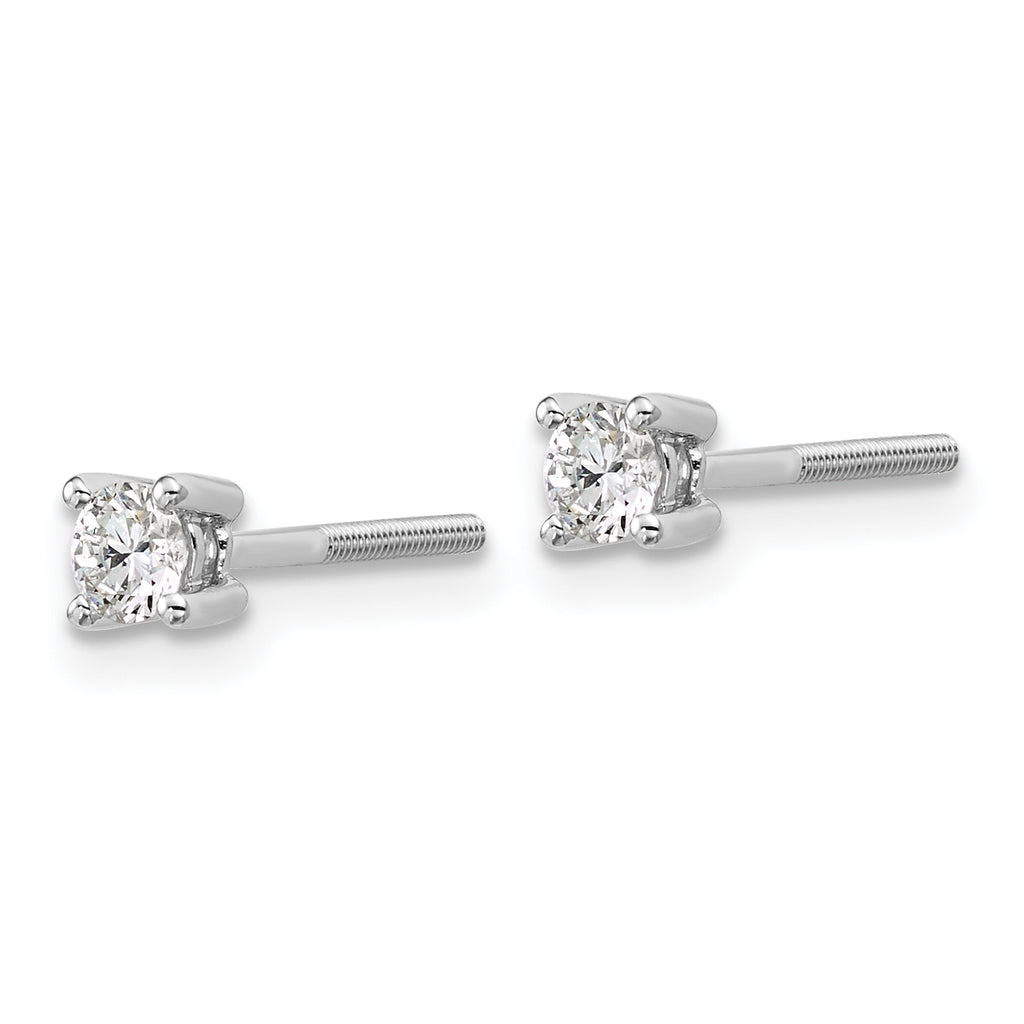 Platinum 1/4 ct Lab-Created Diamond VS+ F+, 4-Prong Screw-Back Stud Earrings