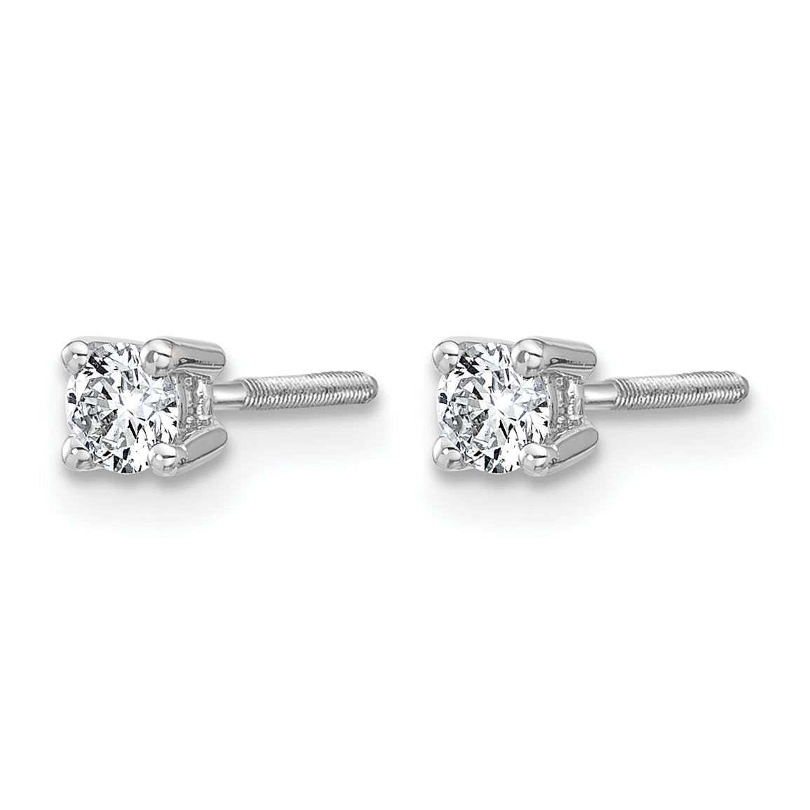 14K White Gold 1/4 ct Certified Lab-Created Diamond VS+ F+, 4-Prong Screw-Back Stud Earrings Main image