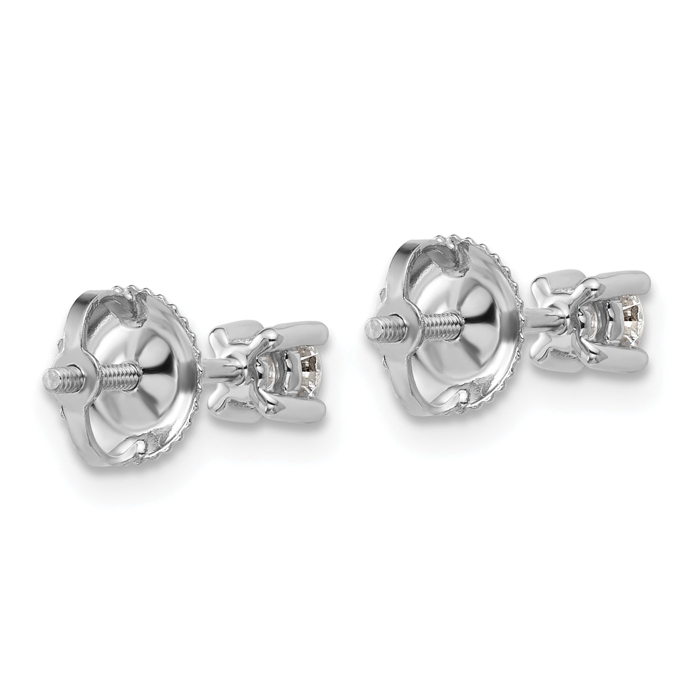 14K White Gold 1/4 ct Lab-Created Diamond VS+ F+, 4-Prong Screw-Back Stud Earrings