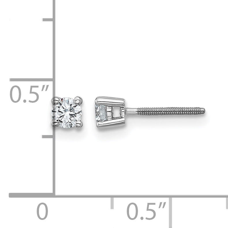 14K White Gold 1/4 ct Lab-Created Diamond VS/SI+ G+, 4-Prong Screw-Back Stud Earrings