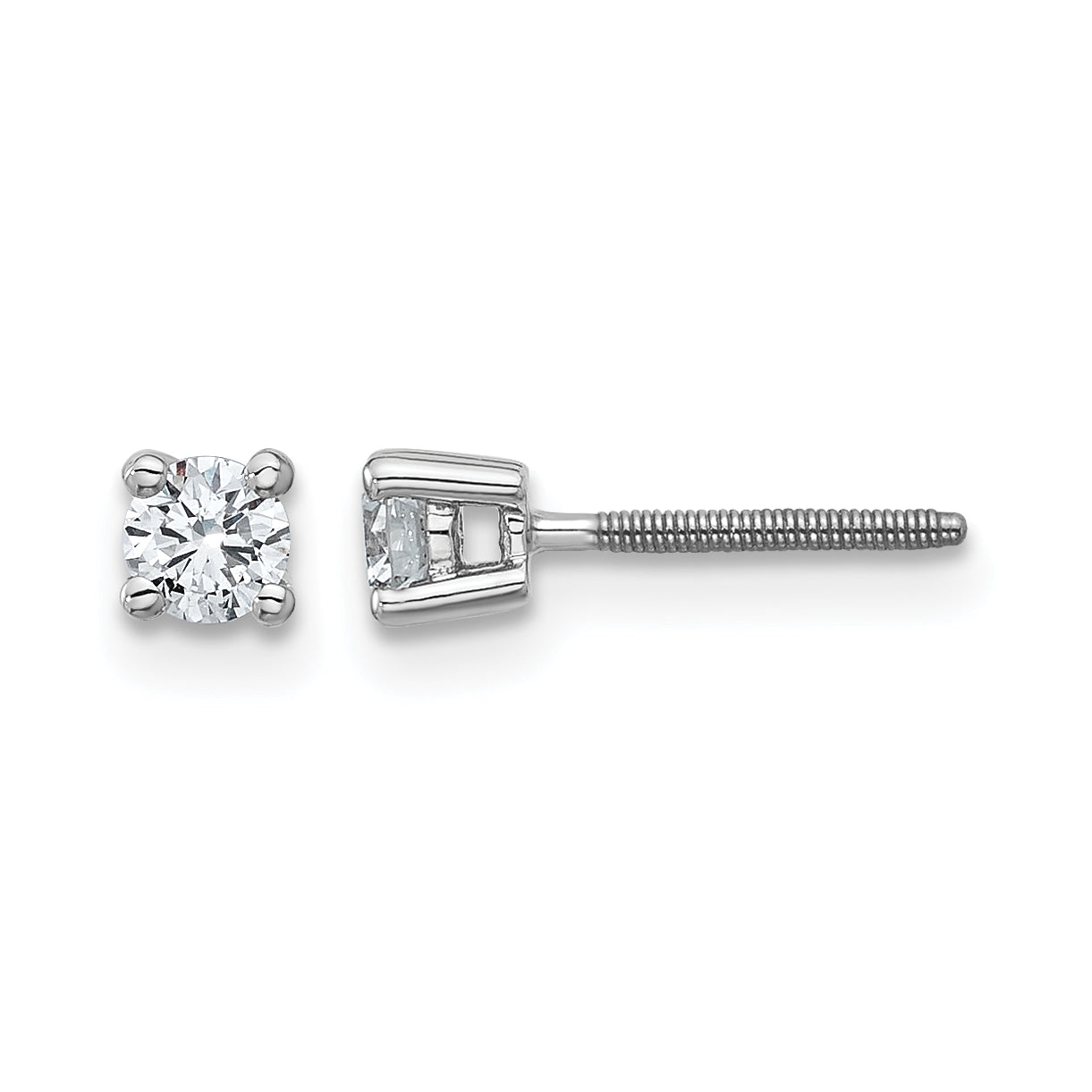 14K White Gold 1/4 ct Lab-Created Diamond VS+ F+, 4-Prong Screw-Back Stud Earrings Main image