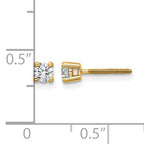 14K Yellow Gold 1/4 ct Lab-Created Diamond VS/SI+ G+, 4-Prong Screw-Back Stud Earrings