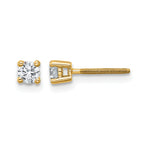 14K Yellow Gold 1/4 ct Certified Lab-Created Diamond VS/SI+ G+, 4-Prong Screw-Back Stud Earrings