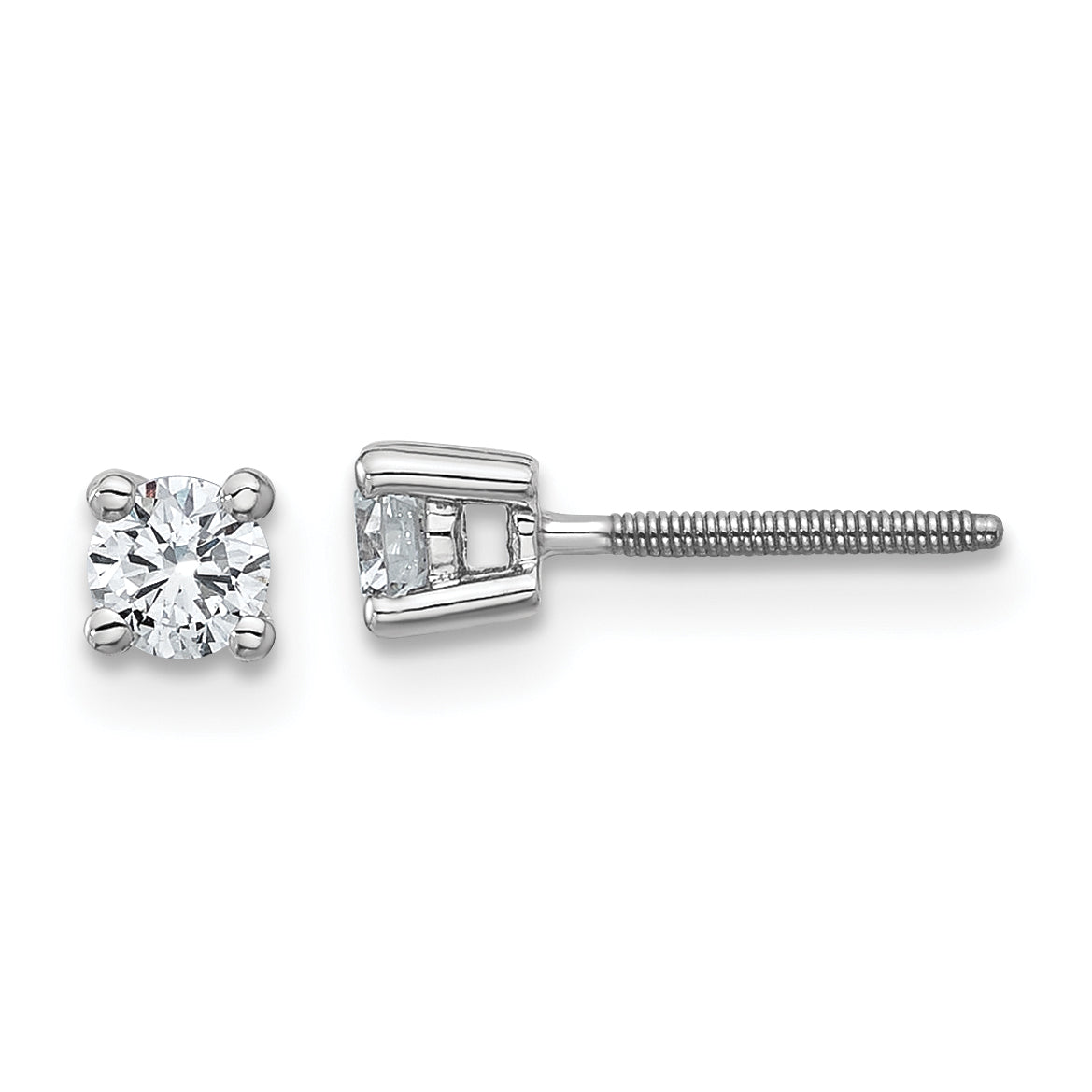 18K White Gold 1/3 ct Certified Lab-Created Diamond VS+ F+, 4-Prong Screw-Back Stud Earrings Main image