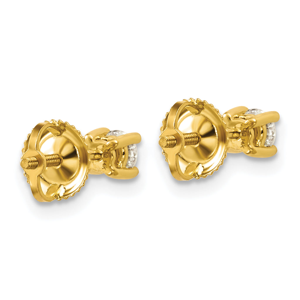 18K Yellow Gold 1/3 ct Lab-Created Diamond VS+ F+, 4-Prong Screw-Back Stud Earrings