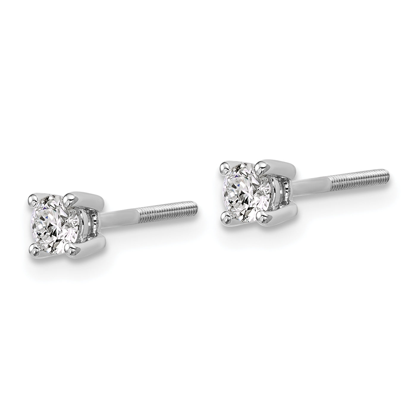 Platinum 1/3 ct Lab-Created Diamond VS+ F+, 4-Prong Screw-Back Stud Earrings