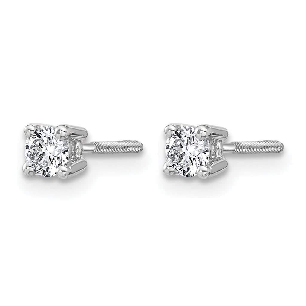 14K White Gold 1/3 ct Certified Lab-Created Diamond VS+ F+, 4-Prong Screw-Back Stud Earrings