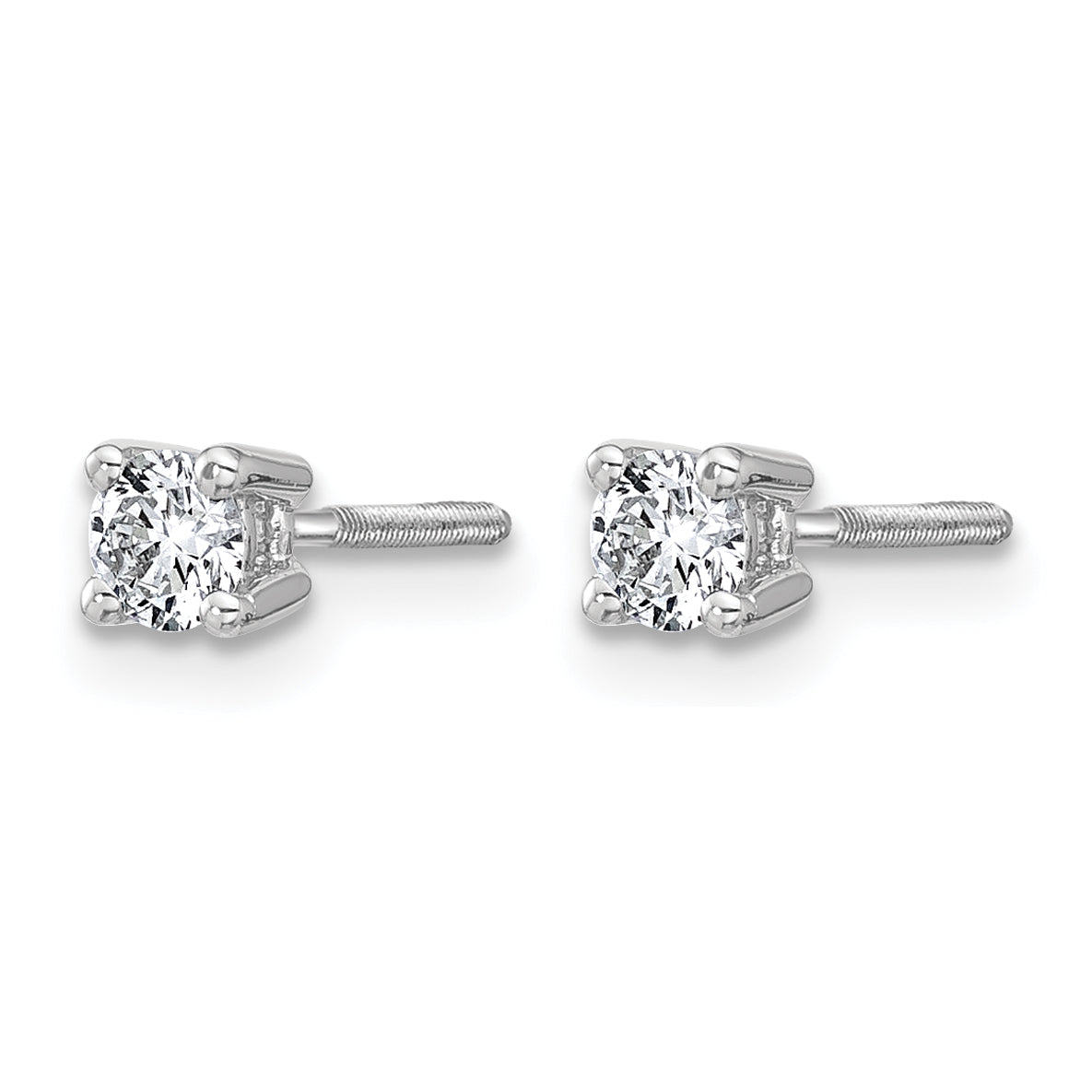 14K White Gold 1/3 ct Lab-Created Diamond VS/SI+ G+, 4-Prong Screw-Back Stud Earrings