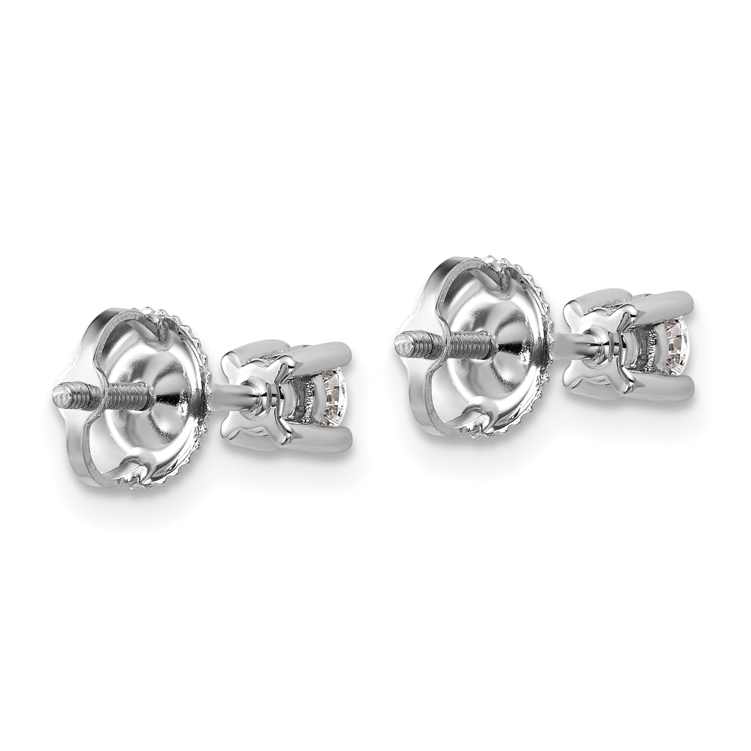 14K White Gold 1/3 ct Certified Lab-Created Diamond VS+ F+, 4-Prong Screw-Back Stud Earrings