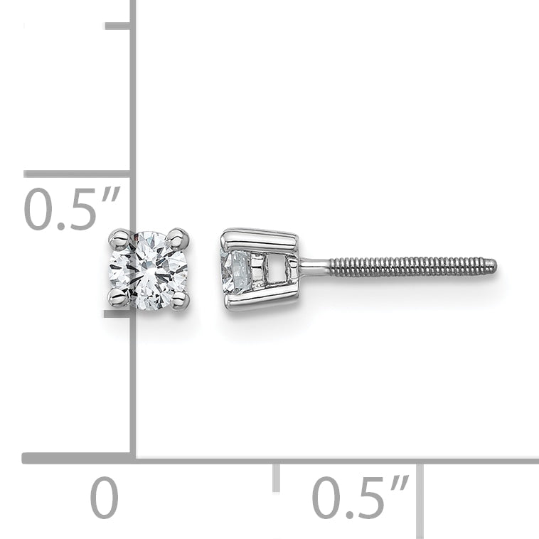 14K White Gold 1/3 ct Certified Lab-Created Diamond VS+ F+, 4-Prong Screw-Back Stud Earrings