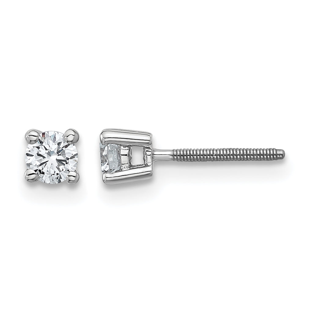14K White Gold 1/3 ct Certified Lab-Created Diamond VS+ F+, 4-Prong Screw-Back Stud Earrings