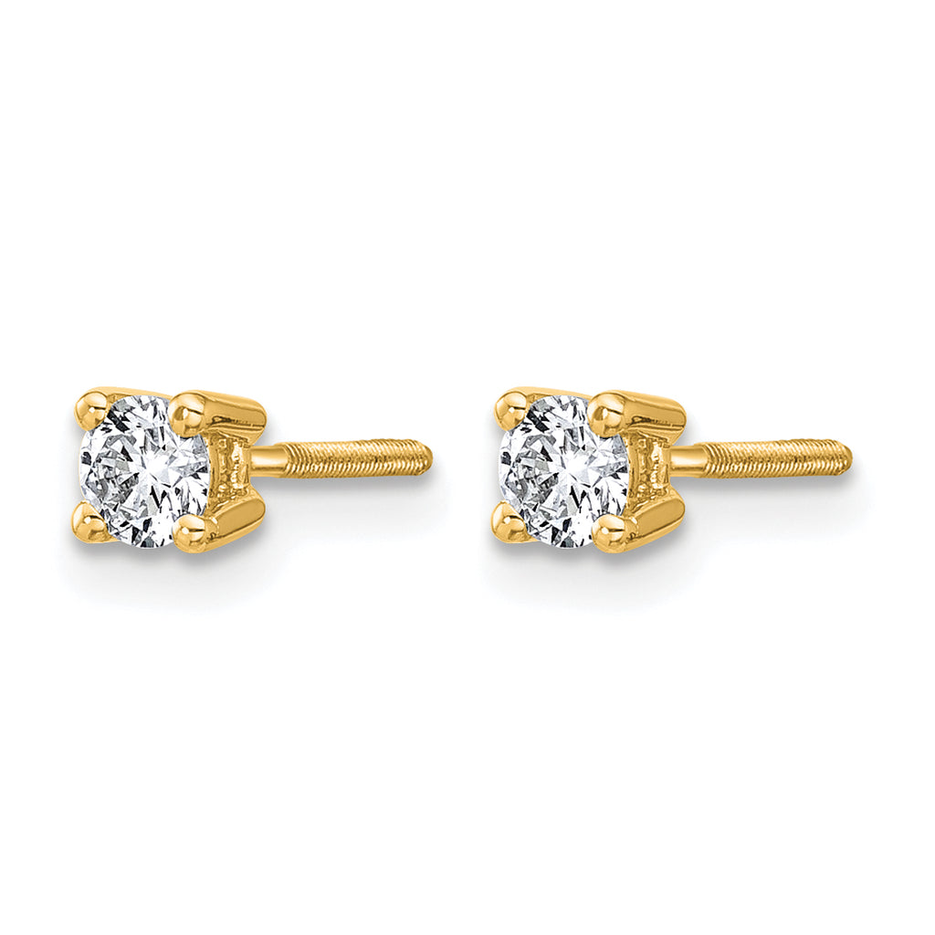 14K Yellow Gold 1/3 ct Certified Lab-Created Diamond VS+ F+, 4-Prong Screw-Back Stud Earrings
