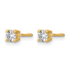 14K Yellow Gold 1/3 ct Certified Lab-Created Diamond VS+ F+, 4-Prong Screw-Back Stud Earrings