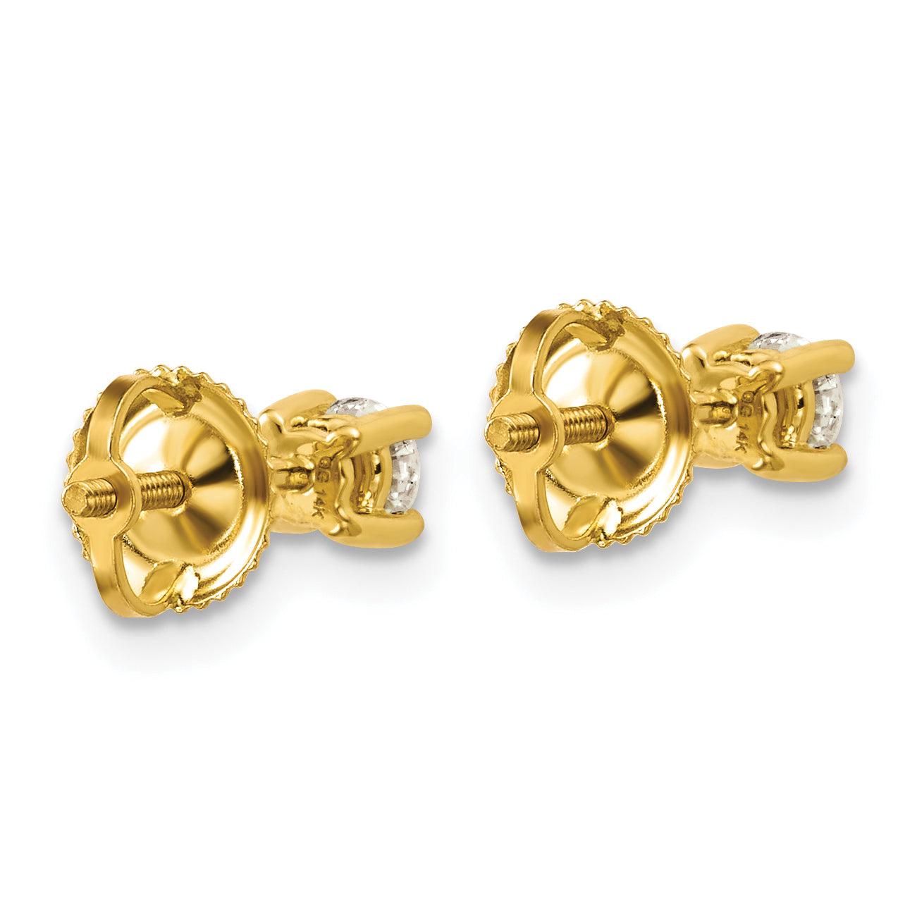 14K Yellow Gold 1/3 ct Lab-Created Diamond VS+ F+, 4-Prong Screw-Back Stud Earrings