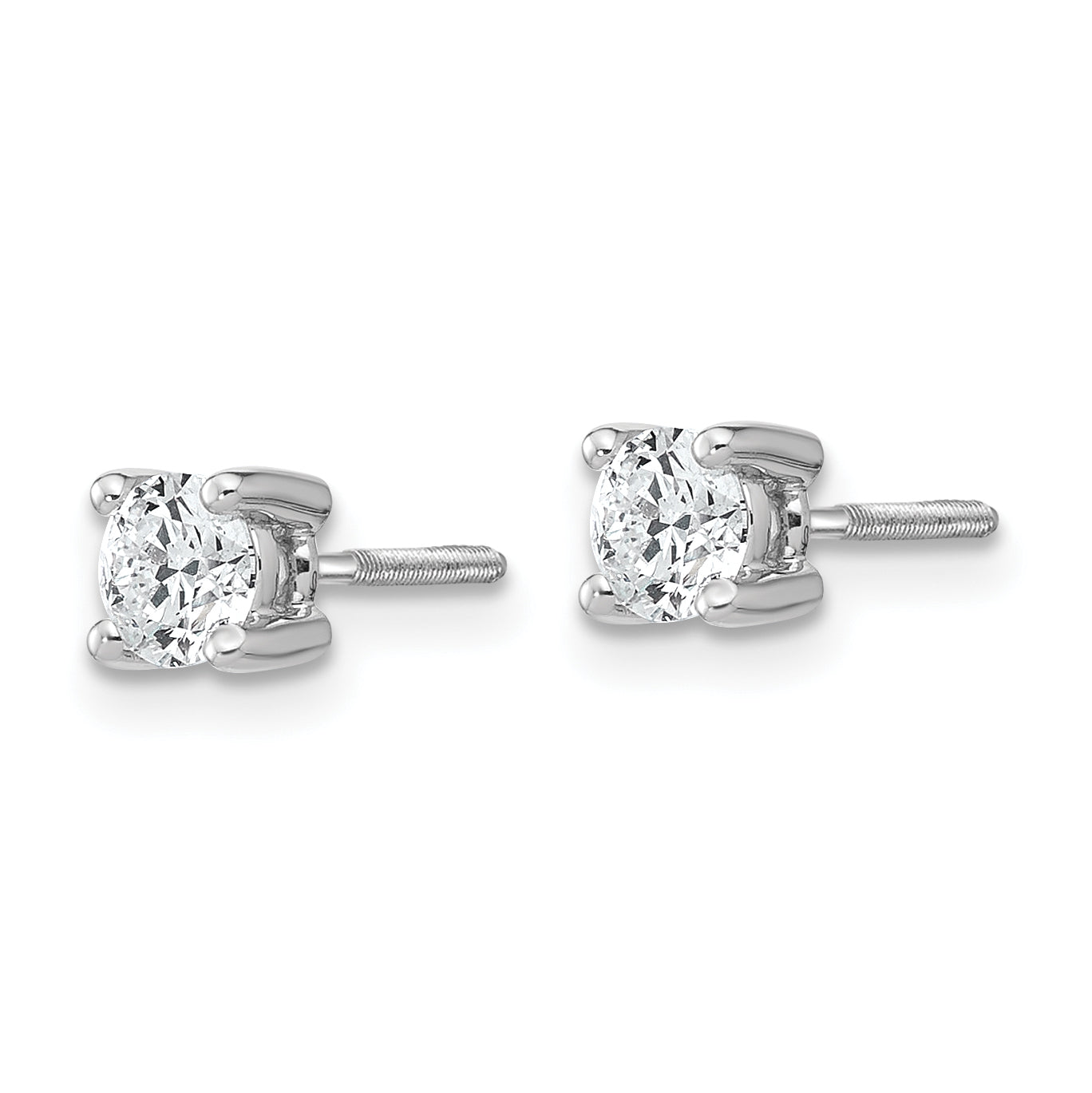 18K White Gold 1/2 ct Lab-Created Diamond VS+ F+, 4-Prong Screw-Back Stud Earrings Secondary image