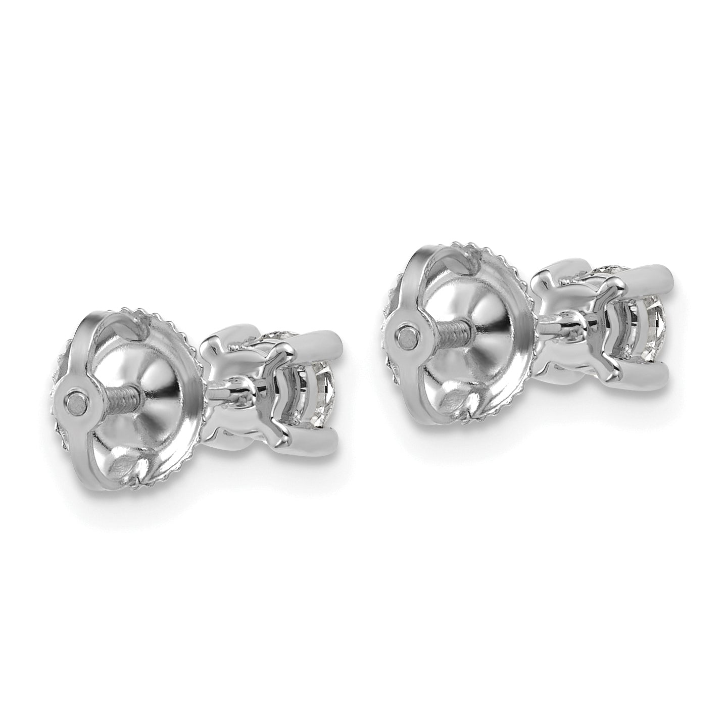 18K White Gold 1/2 ct Lab-Created Diamond VS+ F+, 4-Prong Screw-Back Stud Earrings