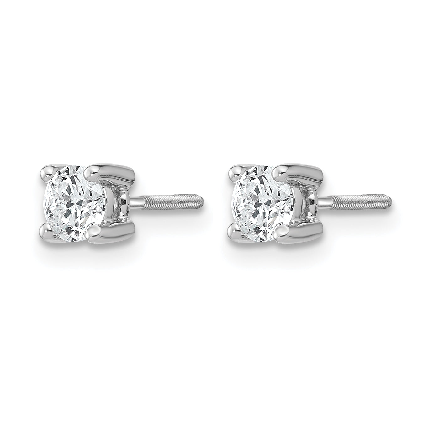 14K White Gold 1/2 ct Certified Lab-Created Diamond VS+ F+, 4-Prong Screw-Back Stud Earrings Secondary image
