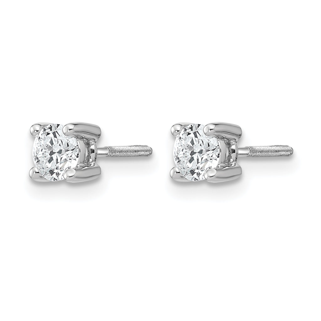 14K White Gold 1/2 ct Lab-Created Diamond VS+ F+, 4-Prong Screw-Back Stud Earrings