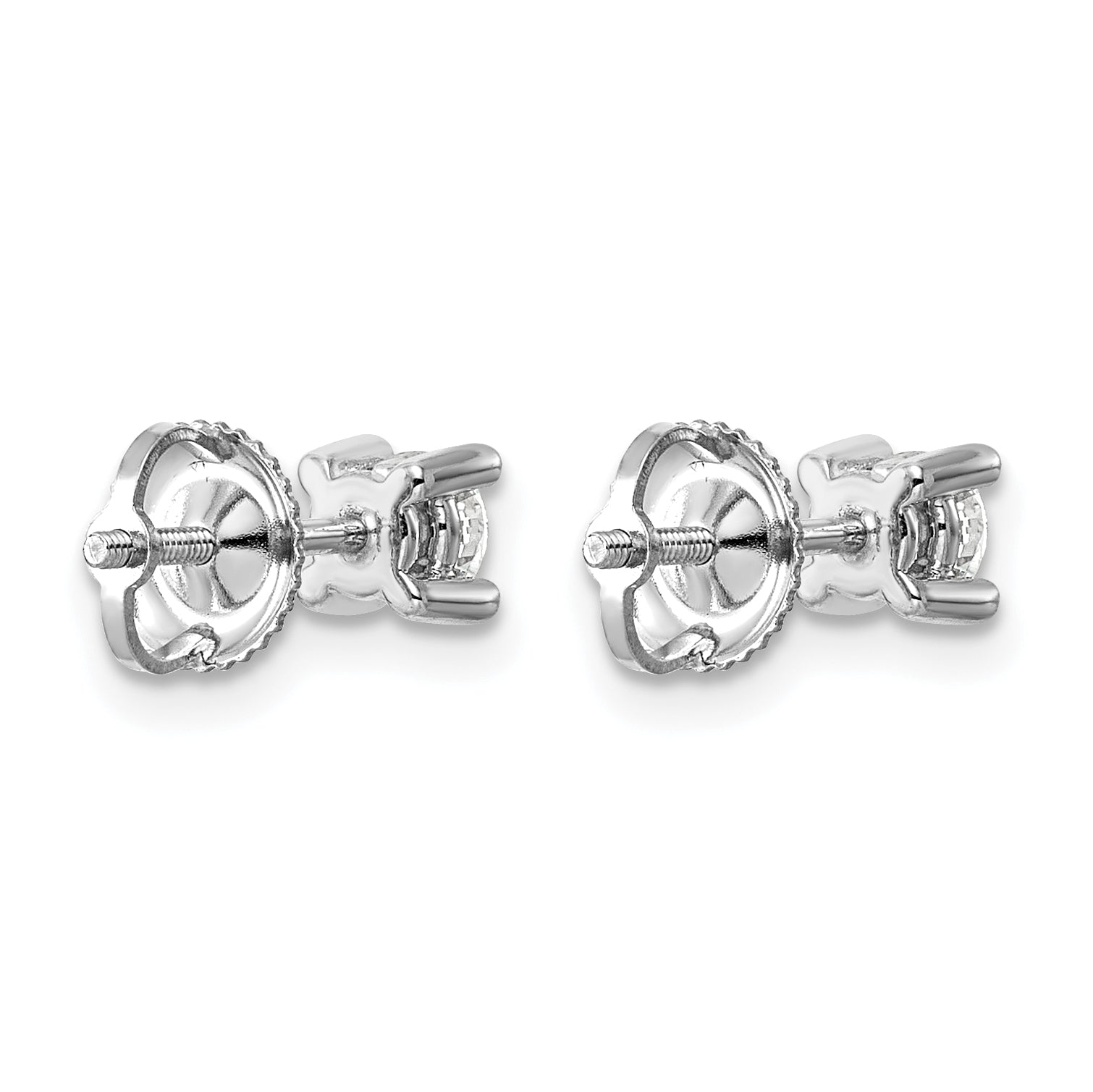 14K White Gold 1/2 ct Certified Lab-Created Diamond VS+ F+, 4-Prong Screw-Back Stud Earrings