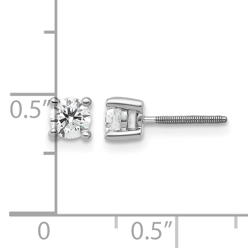 14K White Gold 1/2 ct Lab-Created Diamond VS/SI+ G+, 4-Prong Screw-Back Stud Earrings