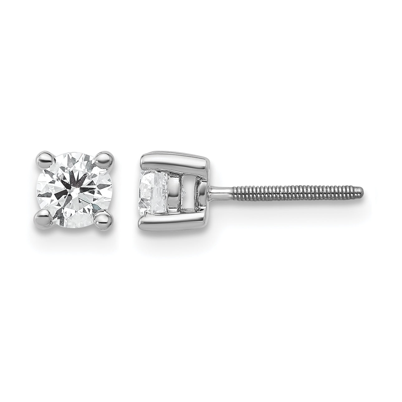 14K White Gold 1/2 ct Certified Lab-Created Diamond VS/SI+ G+, 4-Prong Screw-Back Stud Earrings