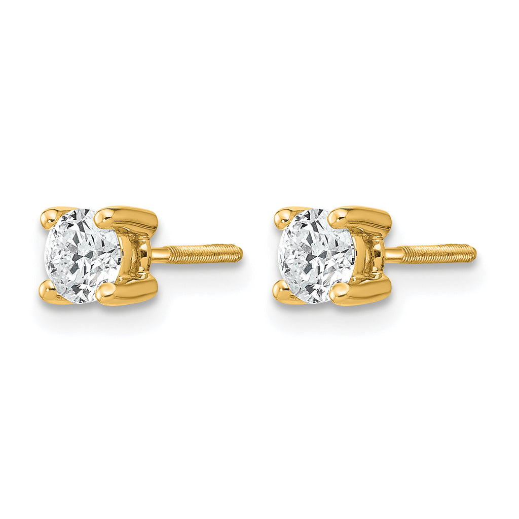 14K Yellow Gold 1/2 ct Lab-Created Diamond VS/SI+ G+, 4-Prong Screw-Back Stud Earrings