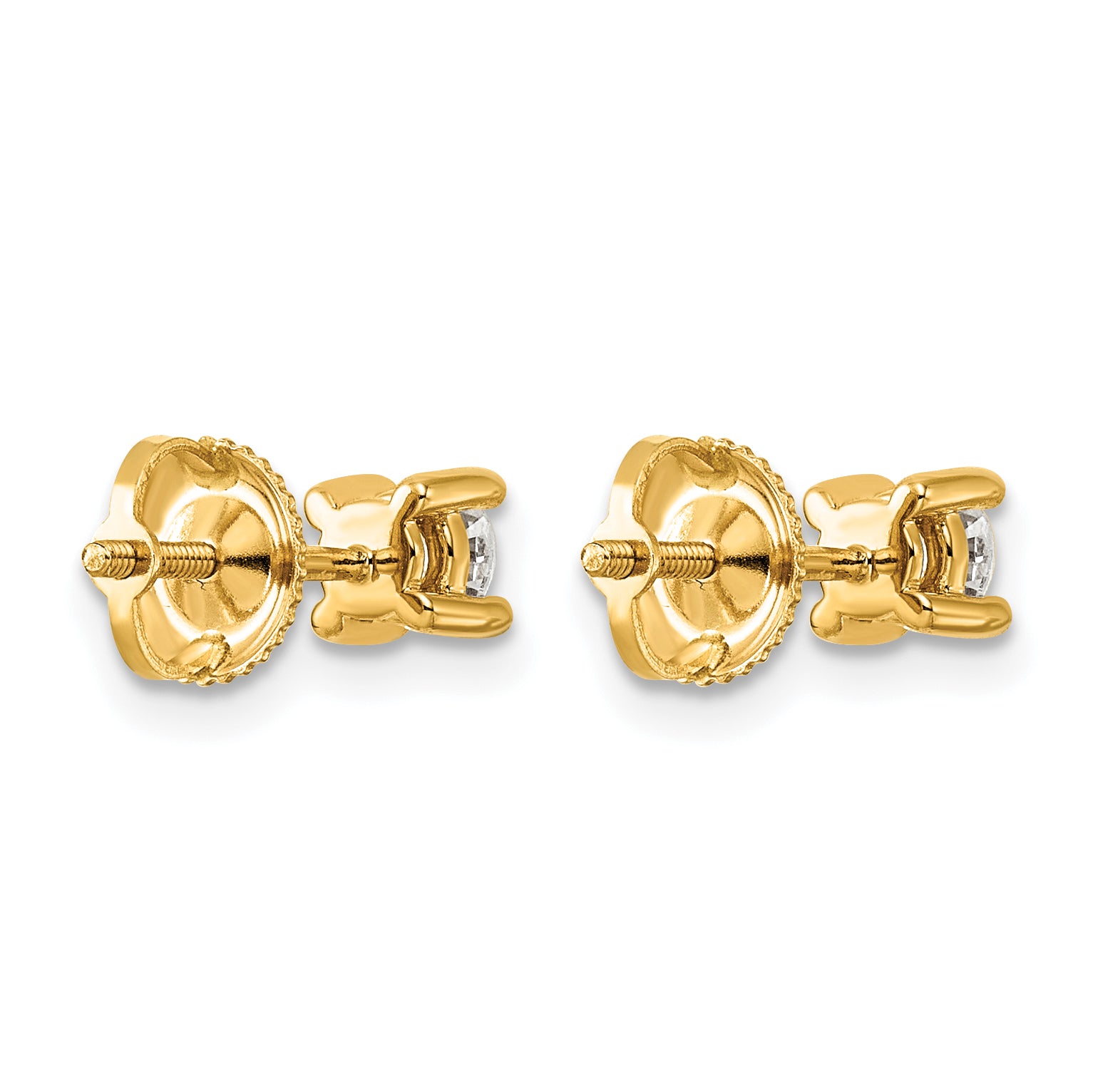 14K Yellow Gold 1/2 ct Certified Lab-Created Diamond VS/SI+ G+, 4-Prong Screw-Back Stud Earrings
