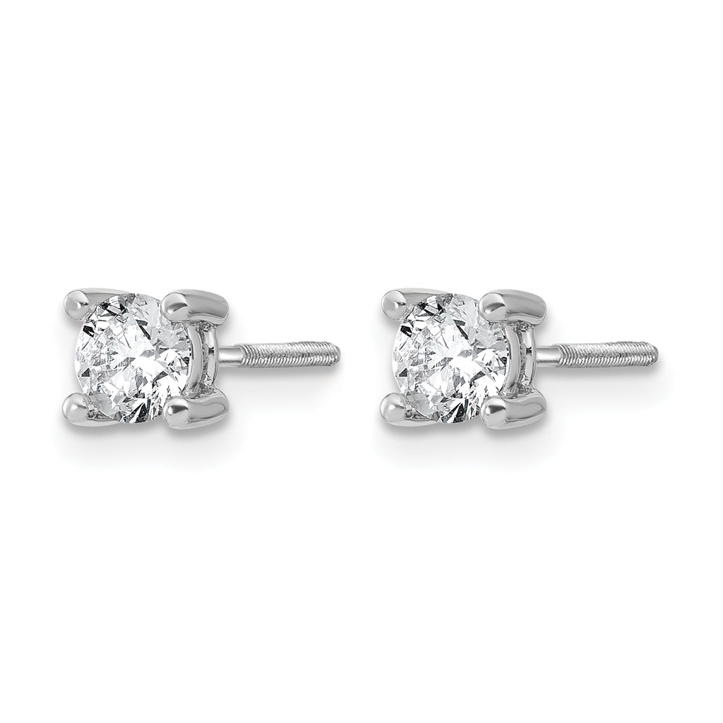 14K White Gold 5/8 ct Lab-Created Diamond VS+ F+, 4-Prong Screw-Back Stud Earrings