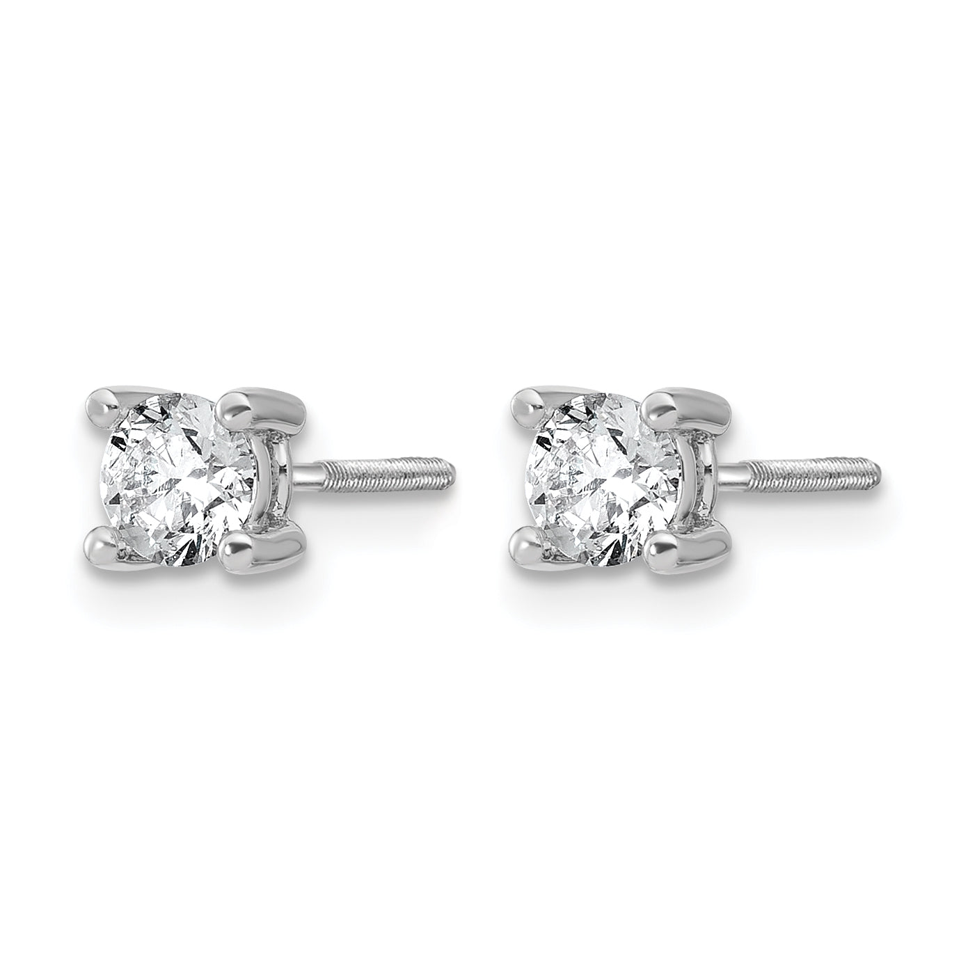 14K White Gold 5/8 ct Lab-Created Diamond VS/SI+ G+, 4-Prong Screw-Back Stud Earrings
