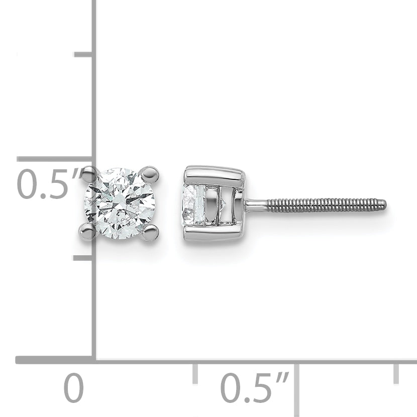 14K White Gold 5/8 ct Certified Lab-Created Diamond VS+ F+, 4-Prong Screw-Back Stud Earrings