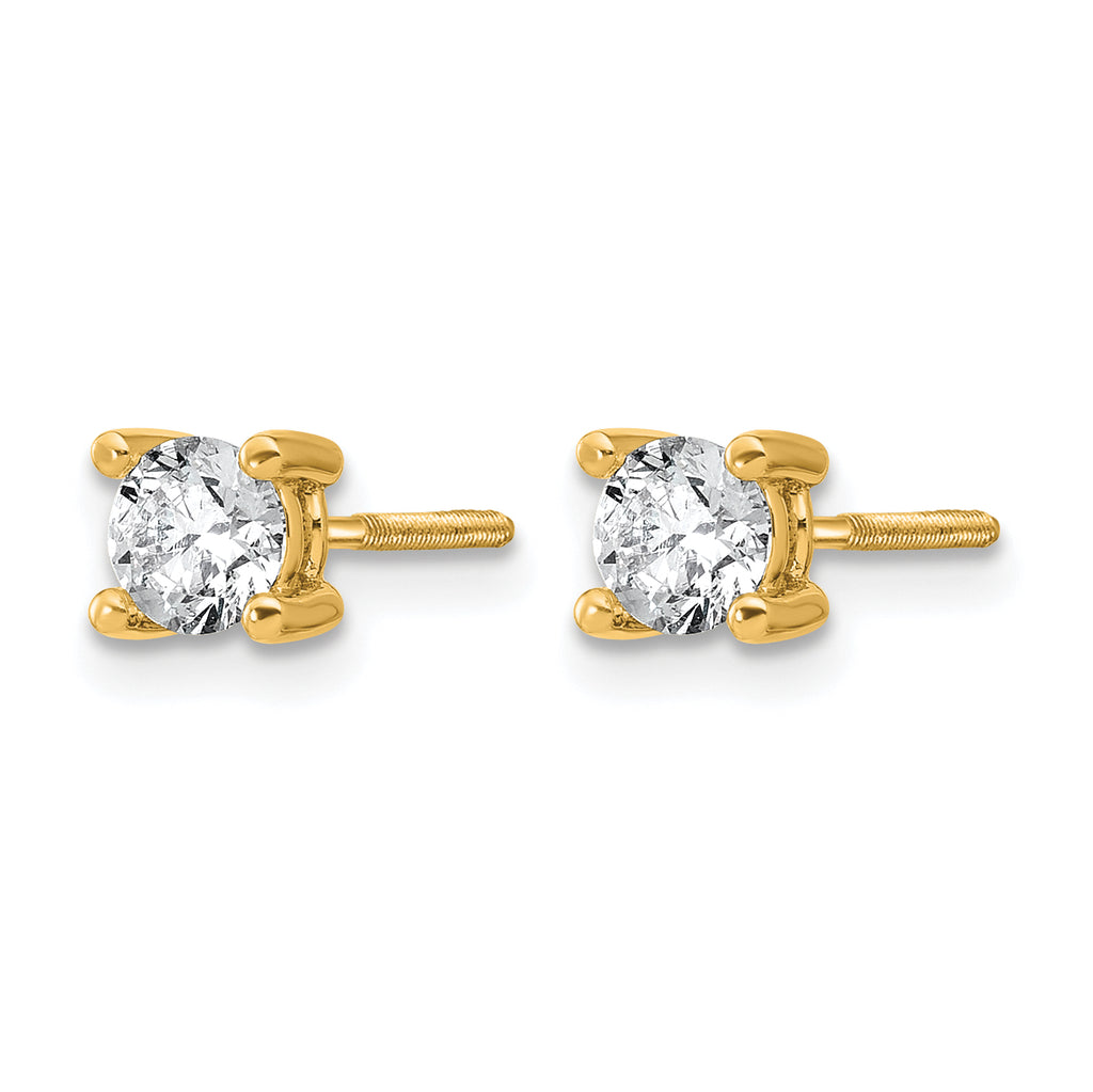 14K Yellow Gold 5/8 ct Certified Lab-Created Diamond VS+ F+, 4-Prong Screw-Back Stud Earrings