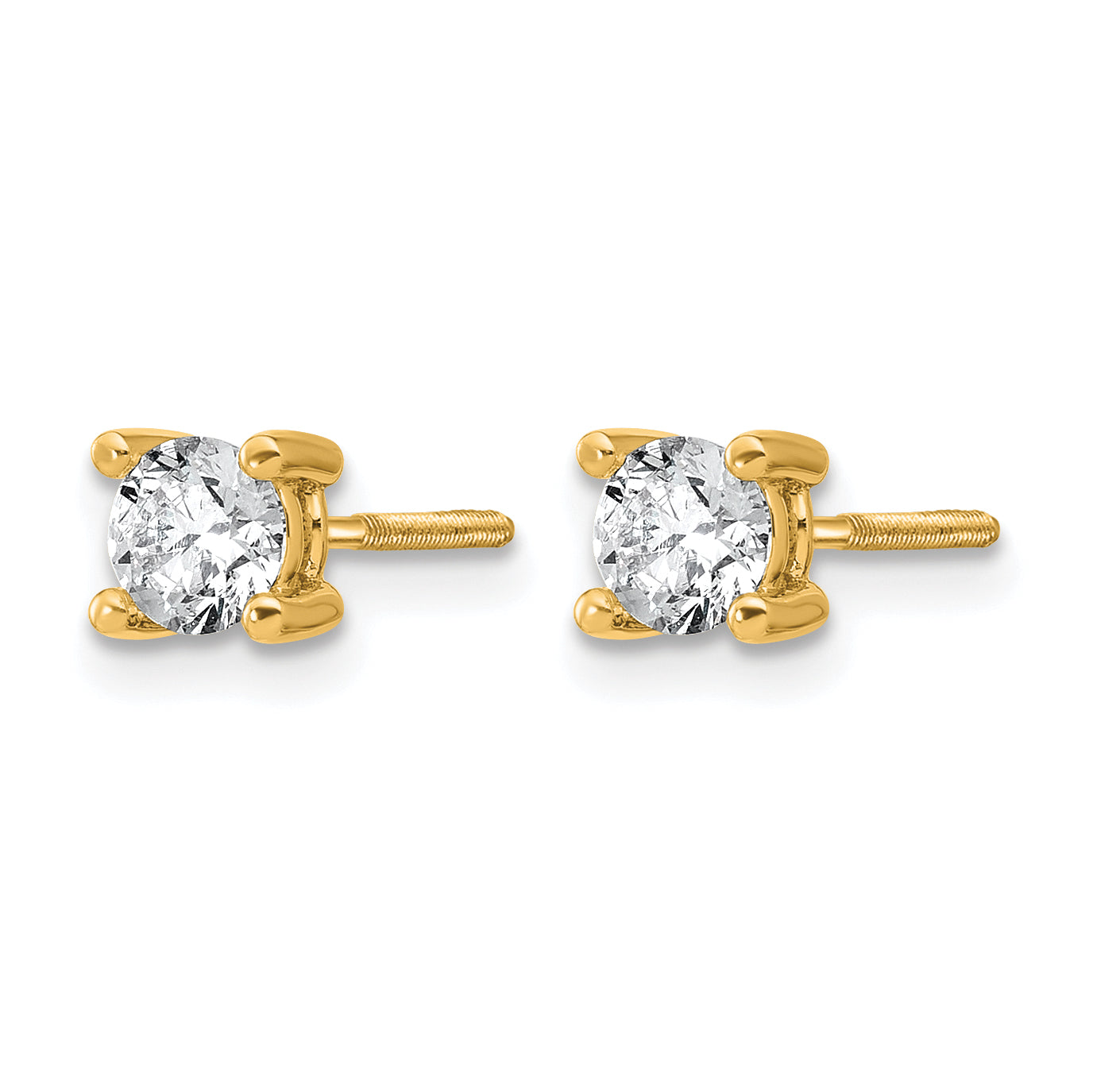14K Yellow Gold 5/8 ct Certified Lab-Created Diamond VS+ F+, 4-Prong Screw-Back Stud Earrings