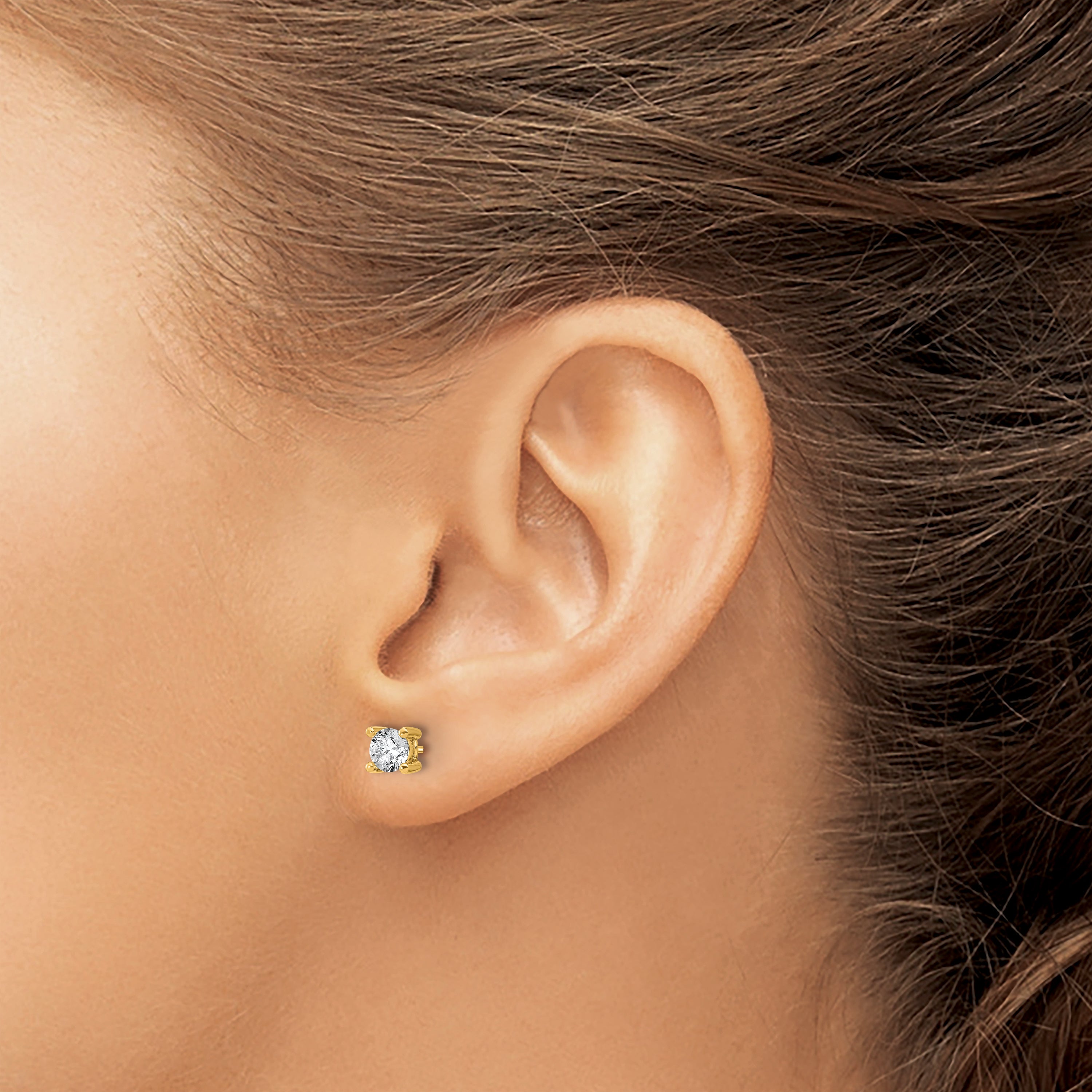 14K Yellow Gold 5/8 ct Certified Lab-Created Diamond VS+ F+, 4-Prong Screw-Back Stud Earrings